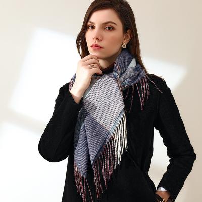 China Artificial cashmere 2021 autumn and winter new scarf woman made cashmere scarf warm printing plaid scarf for sale