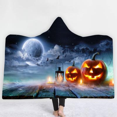 China Polyester Hooded Covering Cloak With Hood Thickened Halloween Pattern Hooded Shawl for sale