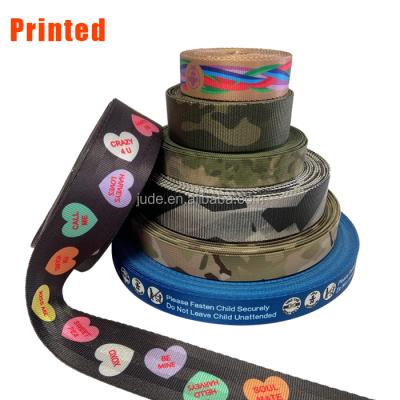 China Custom Printed Pet Viable Logo Pattern Belt Printed Camouflage JUDE Nylon or Polyester Webbing for sale