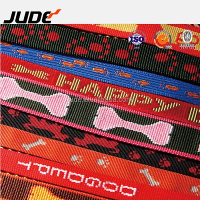 China Viable Colorful Polyester Strap Dog Pattern Leash Tape Webbing Nylon Jacquard Web for sale