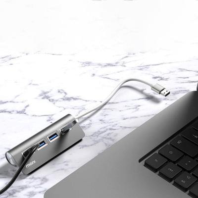 China 45-degree slope surface OEM ODM 45 degree design gray 4 ports oblique aluminum usb 3.0 usb 3.0 high speed usb hub OEM ODM for sale