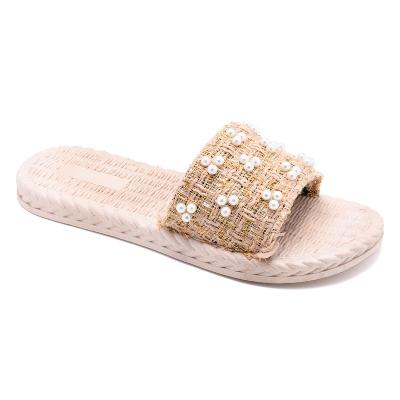 China Fashion Trend Factory direct selling flat bottomed sandals for women's 2023 summer new French style small fragrant style flip flops for sale