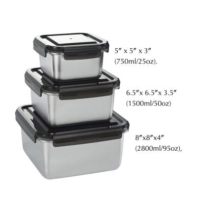 China Freshness Preservation Food Grade Lifestyle 1500ml 18/8 Stainless Steel Food Storage Container Airtight Lid With Lock for sale