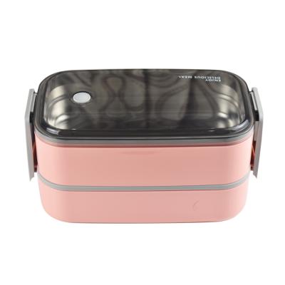 China Freshness Keeping Kids School 2 Row Leakproof Stainless Steel Bento Lunch Box for sale