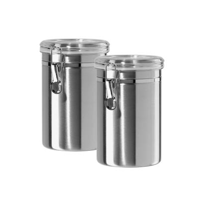 China Freshness Preservation Amazon Success 62oz Stainless Steel Canister Set Airtight Canisters Coffee Storage Sealable Food Jars With Lock Clamp for sale