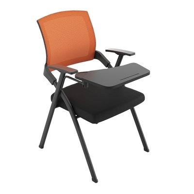 China COMNENIR Modern Ergonomic Design School Classroom Chair Mesh Back Training Chair With Folding Writing Board for sale