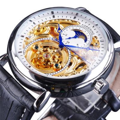 China Water Resistant Luxury Moon Phase Tourbillon Stainless Steel Relogio Masculino Forsining FA726 Skeleton Watches Mechanical Watch Mens for sale