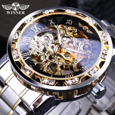 China Heart Rate Monitor Stainless steel Forsining Watches Diamond Display Luminous Hands Forsining Watches for sale