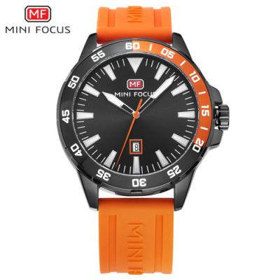 China Water Resistant MINI FOCUS 002 Army Military Sport Watch Men Quartz Clock Orange Rubber Strap Ocean Dial Date Display Fashion Creative Watches for sale