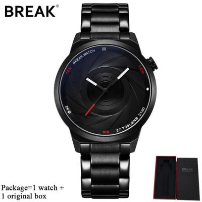 China Water Resistant Break T25 Fashion Casual Black Stainless Steel Watches Men Japanese Quartz Wristwatches Man for sale