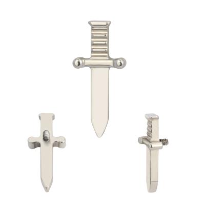 China ASTM F136 Labret Earrings Sword Shape Punk Titanium Upper Body Piercing Jewelry for sale