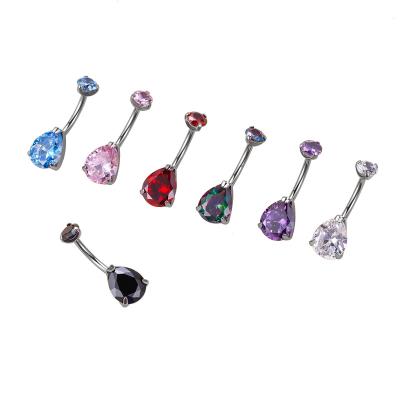 China GZN Female Punk Belly Button Rings Body Piercing Titanium Ring Jewelry Nailing Catch Zircon ASTM F136 Belly Button Piercing For Women for sale