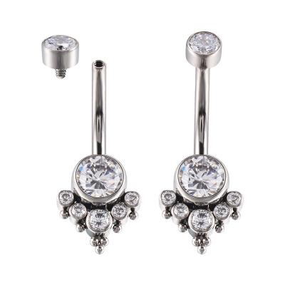 China GZN Female Punk Belly Button Rings Body Piercing Titanium Ring Jewelry Nailing Catch Zircon ASTM F136 Belly Button Piercing For Women for sale