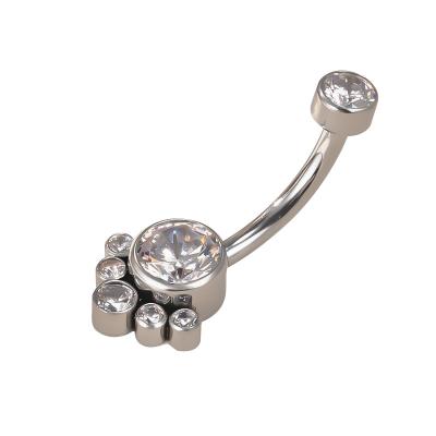 China Punk Navel Buckle Female Body Piercing Titanium Navel Ring Nailing Catch Zircon Umbilical Rings G23 for sale