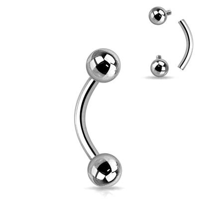 China Hot Sales Punk Internal Wire Curved Barbell With Balls Piercing Simple Titanium Body Eyebroe Jewelry for sale