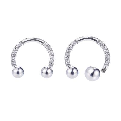 China Body Jewelry Punk Body Jewelry Navel IP Nail Eyebrow G23/ASTM F136 Titanium 9 CZ Flame Set Curve Top Internally Threaded Labret for sale