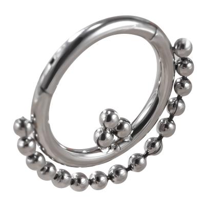 China 316L Stainless Steel Punk Fashion Hinged Beans Clicker Chain Rings Segment Cartilage Earring Nose Circle Piercing Jewelry for sale