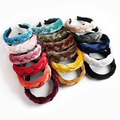 China European and American Style New Arrival Wholesale Velvet Knot Braided Colorful Hairband Headband For Women And Girls Vintage Twist Wide Headwear for sale