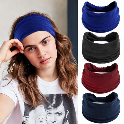 China Amazon Hot Selling Solid Color Sporty Headband Sports Pure Cotton Headband For Lady Workout Fitness Hair Circle for sale