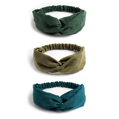 China European and American Cross Headband Women's Army Green Style Elastic Headband Statement Hair Accessories for sale