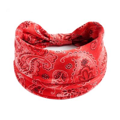 China Retro large sporty red cashew print headband running off headbands for women and girls factory wholesale for sale