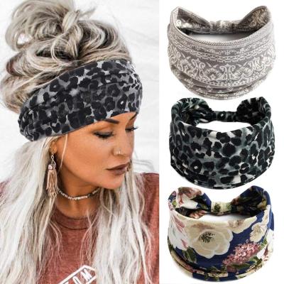 China Popular Women's Wide Brim Sports Headband Yoga Hair Band Sweat Printing Sweat Absorption Band New for sale