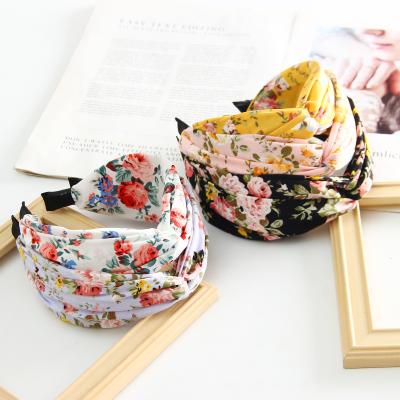 China European and American style fashion hair accessories and new American sweet hair band printing wide hair band lady and girl for sale