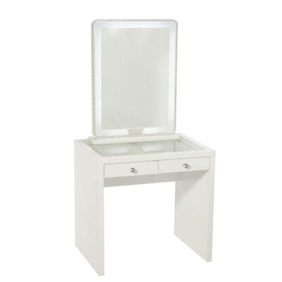 China ILUMAY Fashionable White Modern Mini Table Corner LED Mirror Dressing Table With Storage For Bedroom for sale