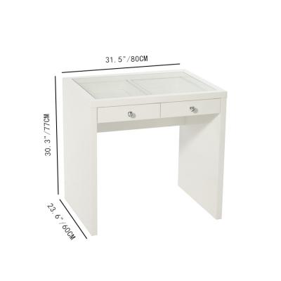 China Luxury White Painted Modern Luxury Furniture Vanity Makeup Dressing Table With Lighted Mirror for sale