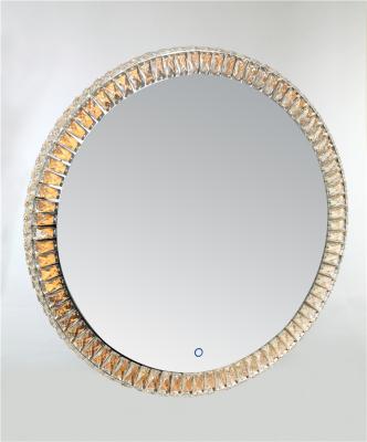 China Contemporary Modern Round Crystal Diamond Mirror Wall Decorative Living Room for sale