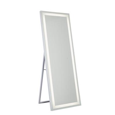 China Minimalist IN STOCK Shinny 3 Color Dimmable Lit LED Vanity Crystal Floor Dressing Mirror With Stand for sale