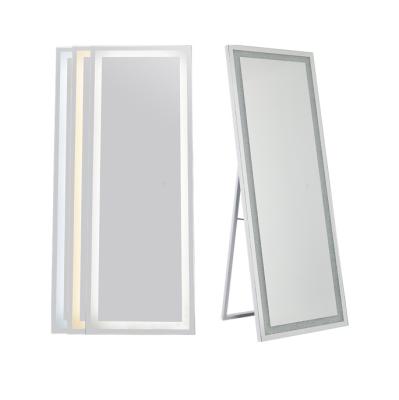 China Minimalist Bling Crystal Vintage Wide Long Full Length Body LED Dressing Mirror For Bedroom for sale