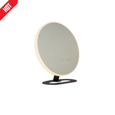 China Small Round Lighted Women Vanity Makeup Beauty Lit Acrylic LED Music Mirror Light With Speaker for sale