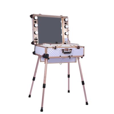 China Fashion Portable Makeup Case And Station With Mirror And Lights for sale