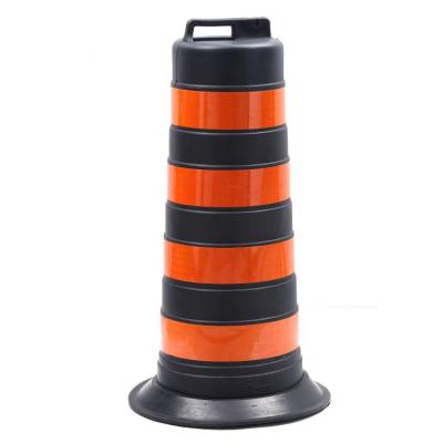 China Plastic Portable Stackable Traffic Barrier PE Road Safety Drum Black Water Filled Barrel For Sale for sale