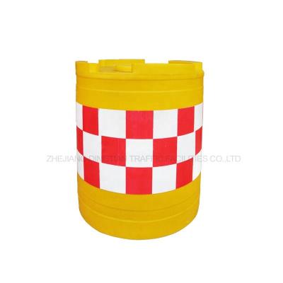 China Large Construction Plastic Traffic Drum Road Spinning Molding Round Barrel 200kg/pc for sale