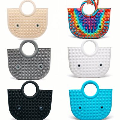 China 2022 Eco-Friendly Material Popular Women Fashion Silicone Top Handle Satchel Shoulder Tote Pop Fidget Toys Pest Control Pioneer Handbag for sale