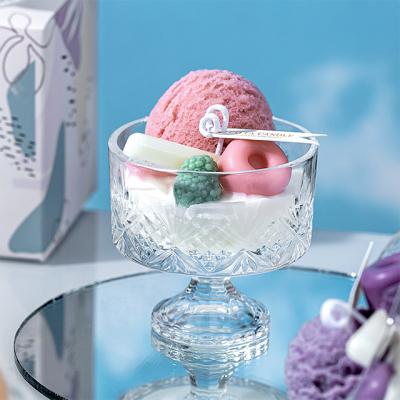 China Parties Amazon Ice Cream Soy Candle Waxy Family Candles Color Box Hot Selling Decorative Cute Scented Packing Glass Candle for sale