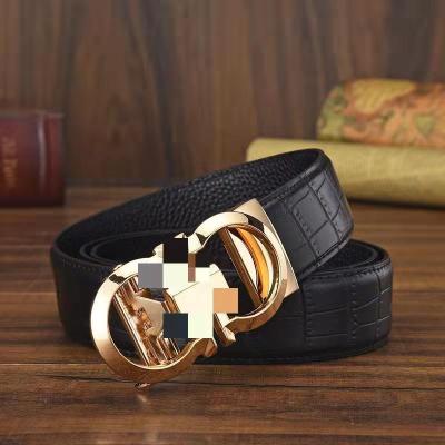 China Hot Selling Male PU Leather Belt Trend Luxury Brand Belts Custom Logo Alloy Buckle Waist Belt For Man for sale