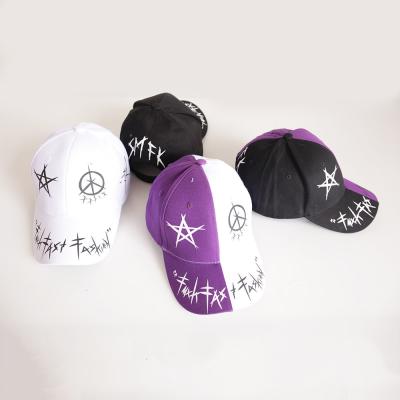 China New COMMON 10009 hip pop young men's spring summer Sun hat hat and white star pentagon graffiti color matching baseball cap for sale