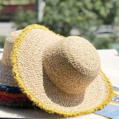 China New Style Lafite Grass Women Summer Straw Hat Sunscreen Big Brim Summer Sun Beach Hats Eco-Friendly Natural Handmade Bucket Hat for sale