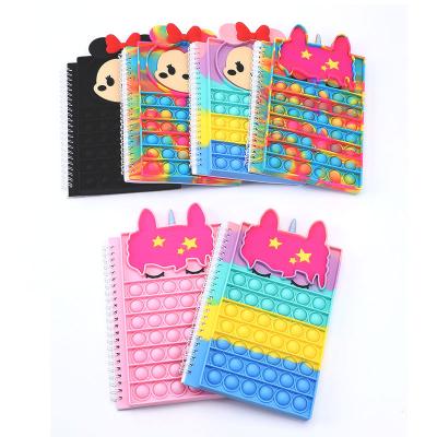 China New Eco-friendly Material Unicorn Notebook A5 40 Design Silicone Christmas Gift 2022 Stress Reliever Bubble Notebook Sensory Toys Restless Person Pages for sale