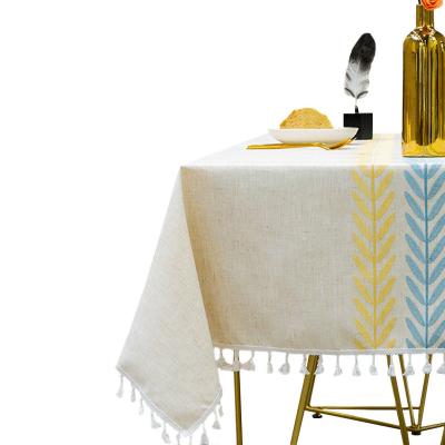 China One-Piece Embroidered Floral Waterproof Coffee Table Hair Substitute Tassel Table Cloth Rectangular Towel Lace Cover Table Cloth for sale