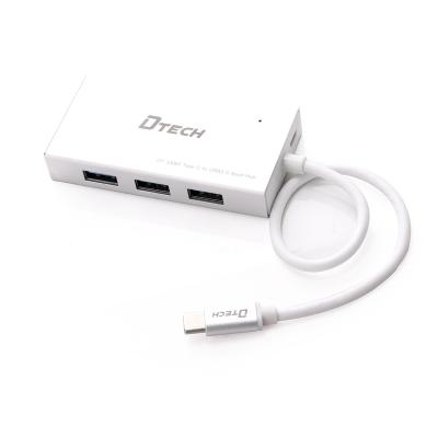 China Car DTECH High Quality TYPE-C TO USB 3.0 HUB 4 ports silver for computer mac etc. for sale