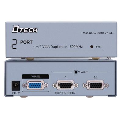 China For widescreen monitors DTECH  2-port video splitter 350mhz 1 input 2 output VGA splitter for sale