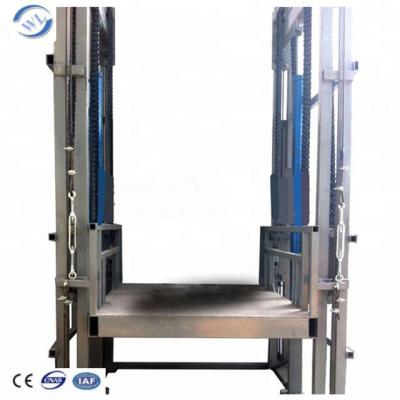 China Easy Operation Safety Convenience Workshop 3 Ton Cargo Warehouse Platform Lifter Hydraulic Rail Guide Lift Chain Lift for sale