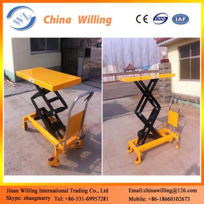 China Easy Operation Safety Convenience 350kg Manual Scissor Lift Platform / Small Platform Scissor Lift for sale