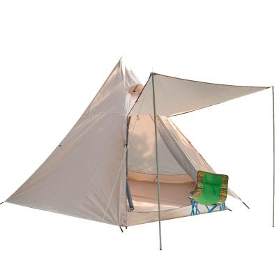 China ROCKBROOK OEM Windproof Iron Frame 3-4 Person Straight Binding Type Waterproof Large Outdoor Ultra Light Teepee Pyramid Camping Tent for sale