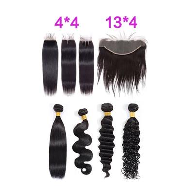 China Cheap Virgin Brazilian Silky Straight Wave Cuticle Aligned Human Hair 4x4 2x6 5x5 13x4 13x6 6x6 7x7 360 Lace Frontal Closure And Headband for sale