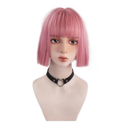 China Wholesale Straight Synthetic Bob Wig Heat Resistant Pink Wig For Women From Europe and America for sale